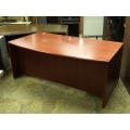 Executive Cherry Bow Front Desk w Single Pedestal